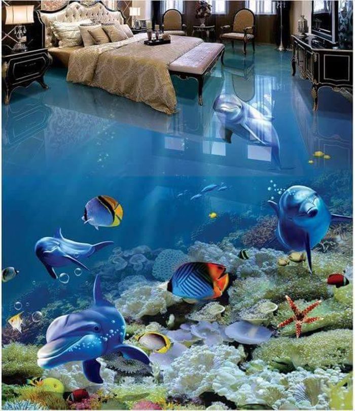 Lantai Epoxy 3D Gambar Ikan